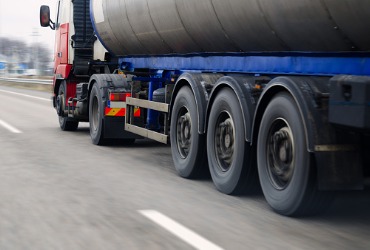 Tanker truck on the road delivering propane